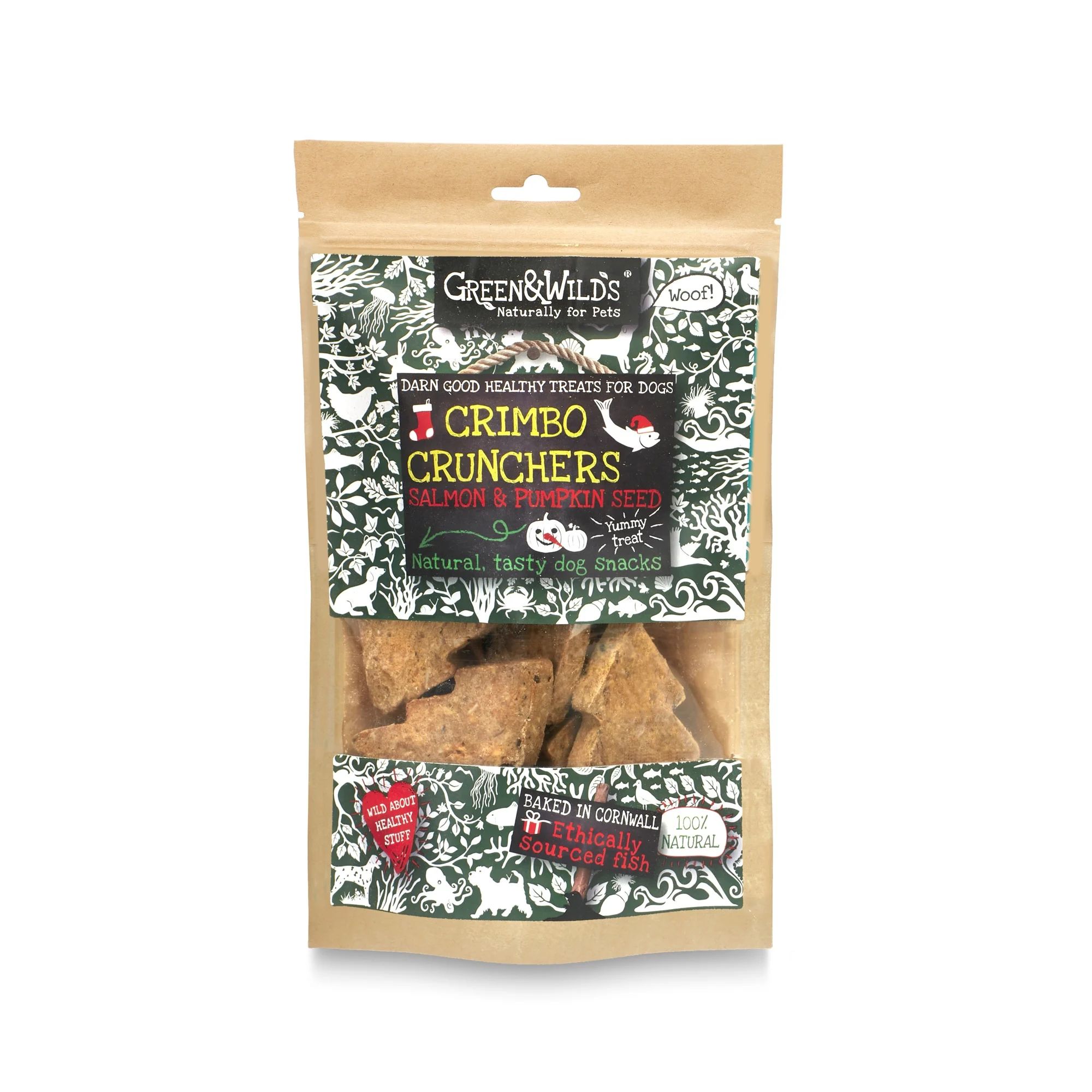 724022425480 Green & Wild's Crimbo Crunchers with Salmon & Pumpkin Seeds 150g.